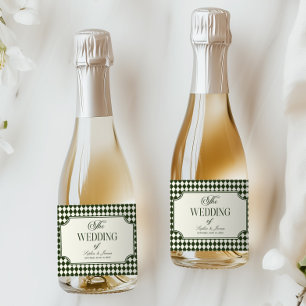 Luxe Oude Geld Olijfgroen Vintage Trouwfeest Sparkling Wijnetiket