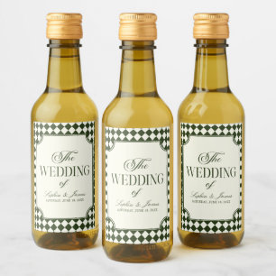Luxe Oude Rijkdom Olijfgroen Vintage Bruiloft Wijn Etiket