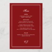 Luxe Oude Rijkdom Robijnrode Trouwmenu Menu (Voorkant)