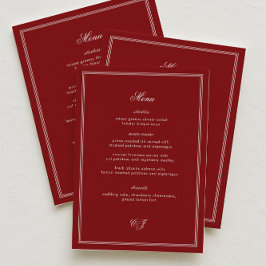 Luxe Oude Rijkdom Robijnrode Trouwmenu Menu