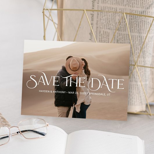 Luxe overlay Elegant Wedding Save the Date Kaart