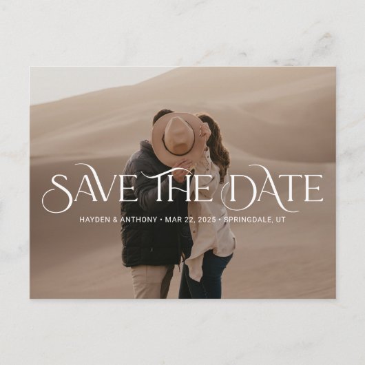 Luxe overlay Modern Wedding Save the Date Briefkaa Briefkaart (Voorkant)