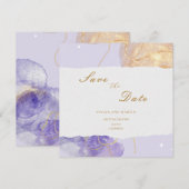 Luxe Paars en Golden Abstract sparen de datum Kaart (Voorkant / Achterkant)