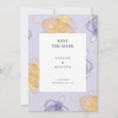 Luxe Paars en Golden Abstract sparen de datum Kaart (Voorkant)
