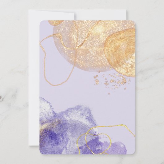 Luxe Paars en Golden Abstract Vrijgezellenfeest Kaart (Achterkant)