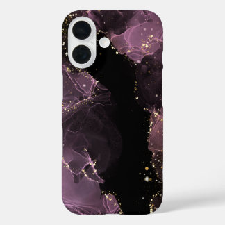 Luxe Paars & Goud Alcohol Ink iPhone 16 Hoesje