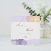 Luxe Paars & Gouden Abstract Bewaar de Datum Kaart (Staand voorkant)