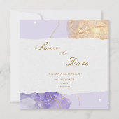 Luxe Paars & Gouden Abstract Bewaar de Datum Kaart (Voorkant)