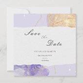 Luxe Paars & Gouden Abstract Save The Date Kaart (Voorkant)