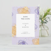 Luxe Paars & Gouden Abstracte Save The Date Kaart (Staand voorkant)