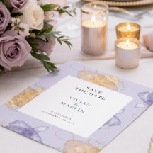 Luxe Paars & Gouden Abstracte Save The Date