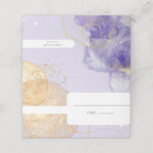 Luxe Paars & Gouden Abstracte Trouw Plaatskaartje (Buitenkant ongevouwen)