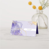 Luxe Paars & Gouden Abstracte Trouw Plaatskaartje (Achterkant)