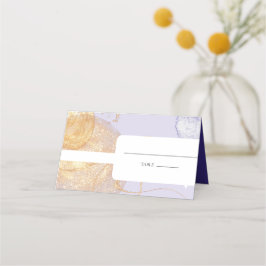 Luxe Paars & Gouden Abstracte Trouw Plaatskaartje