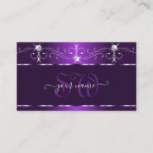 Luxe Paars Squiggles Sparkle Diamonds Initialen Visitekaartje (Voorkant)