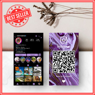 Luxe Paars & Zwart QR Visitekaartje