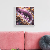 Luxe Paarse Amethist Geode - Goud Omrande Kristal Canvas Afdruk (Insitu (Woonkamer))