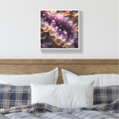 Luxe Paarse Amethist Geode - Goud Omrande Kristal Canvas Afdruk (Insitu (Slaapkamer))