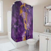 Luxe Paarse Amethist Geode Gouden Agaat Douchegordijn (In situ)