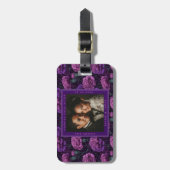 Luxe Paarse Anjer Traditionele Trouwdag Bagagelabel (Voorkant verticaal)