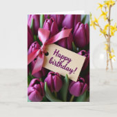 Luxe Paarse Bloemkaart Kaart (Gele Bloem)