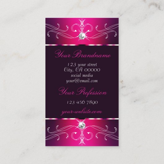 Luxe Paarse Burgund  Ornamenten voegen Foto toe Visitekaartje (Achterkant)