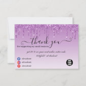 Luxe Paarse Business Driving Glitter Bedankkaart (Voorkant)