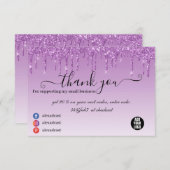 Luxe Paarse Business Driving Glitter Bedankkaart (Voorkant / Achterkant)