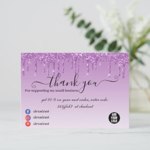 Luxe Paarse Business Driving Glitter Bedankkaart
