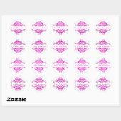 Luxe paarse damast wimperreiniger ronde sticker (Vel)