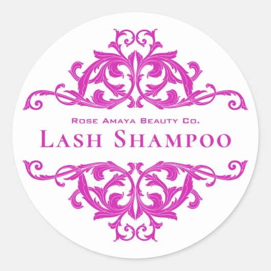 Luxe paarse damast wimperreiniger ronde sticker (Voorkant)