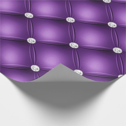 Luxe Paarse Diamond Tufted Pattern Cadeaupapier (Hoek)