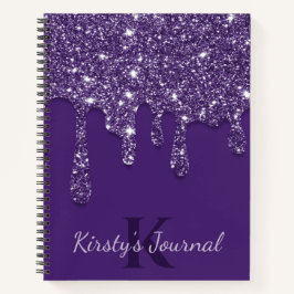 Luxe Paarse Drip Glitter Journal Notitieboek