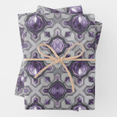 Luxe Paarse Edelstenen Zilveren Wrapping Paper Set (In situ)