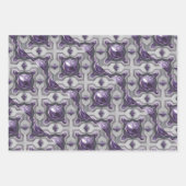 Luxe Paarse Edelstenen Zilveren Wrapping Paper Set (Voorkant 3)