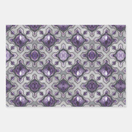 Luxe Paarse Edelstenen Zilveren Wrapping Paper Set