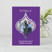 Luxe Paarse Eid Mubarak Kaart voor Vrienden (Staand voorkant)