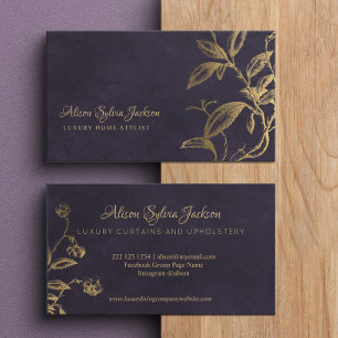 Luxe paarse elegant faux gouden folie visitekaartje