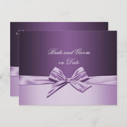 Luxe Paarse Elegant Lint Opslaan datum kaart (Voorkant / Achterkant)