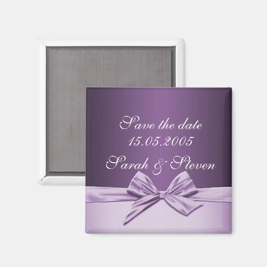 Luxe Paarse Elegant Lint Opslaan van de datum Magneet (Voorkant / Achterkant)