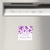 Luxe Paarse Elegante Vlinder Save the date Magneet (Insitu (Vaatwasser))