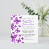 Luxe Paarse elegante vlinderdouche uitnodigen Kaart (Staand voorkant)