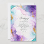 Luxe Paarse en blauwe alcoholinkt met gouden accen Kaart (Voorkant)