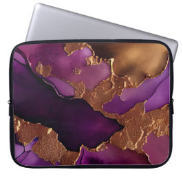 Luxe Paarse en Gold Marble-afdrukken Laptop Sleeve