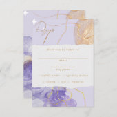 Luxe Paarse en Golden Abstracte RSVP Informatiekaartje (Voorkant / Achterkant)