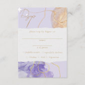 Luxe Paarse en Golden Abstracte RSVP Informatiekaartje (Voorkant)