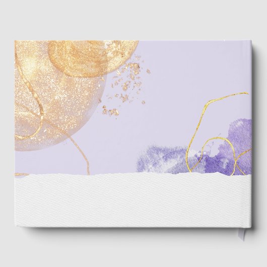 Luxe Paarse en gouden Abstracte bruiloft Gastenboek (Achterkant)