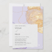 Luxe Paarse en gouden Abstracte bruiloft Kaart (Voorkant)