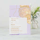 Luxe Paarse en gouden Abstracte bruiloft Kaart (Staand voorkant)