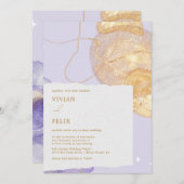 Luxe Paarse en gouden Abstracte bruiloft Kaart (Voorkant / Achterkant)
